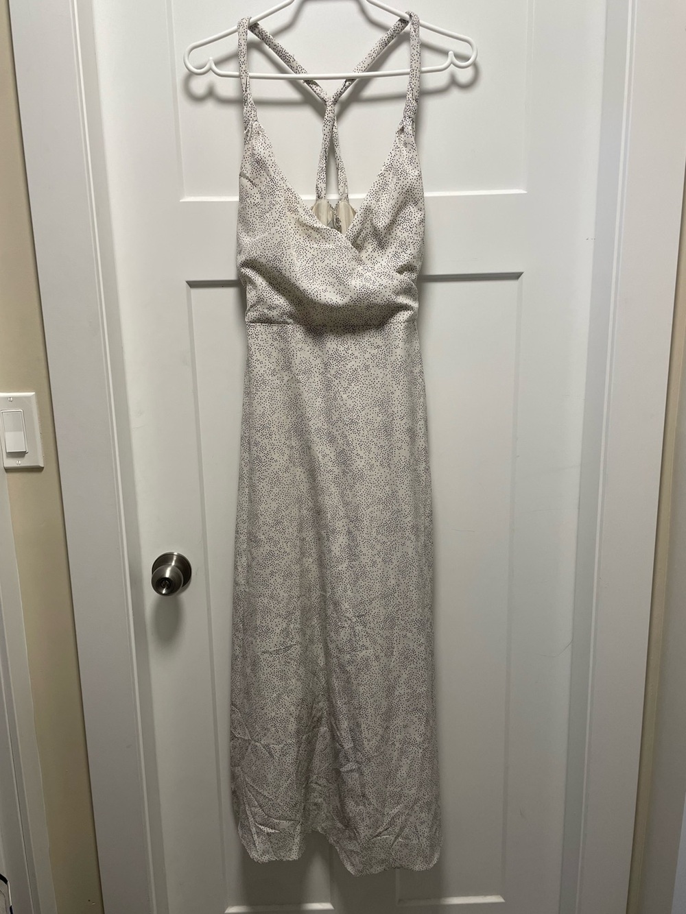 Crescent White Dress with Black Micro Dots